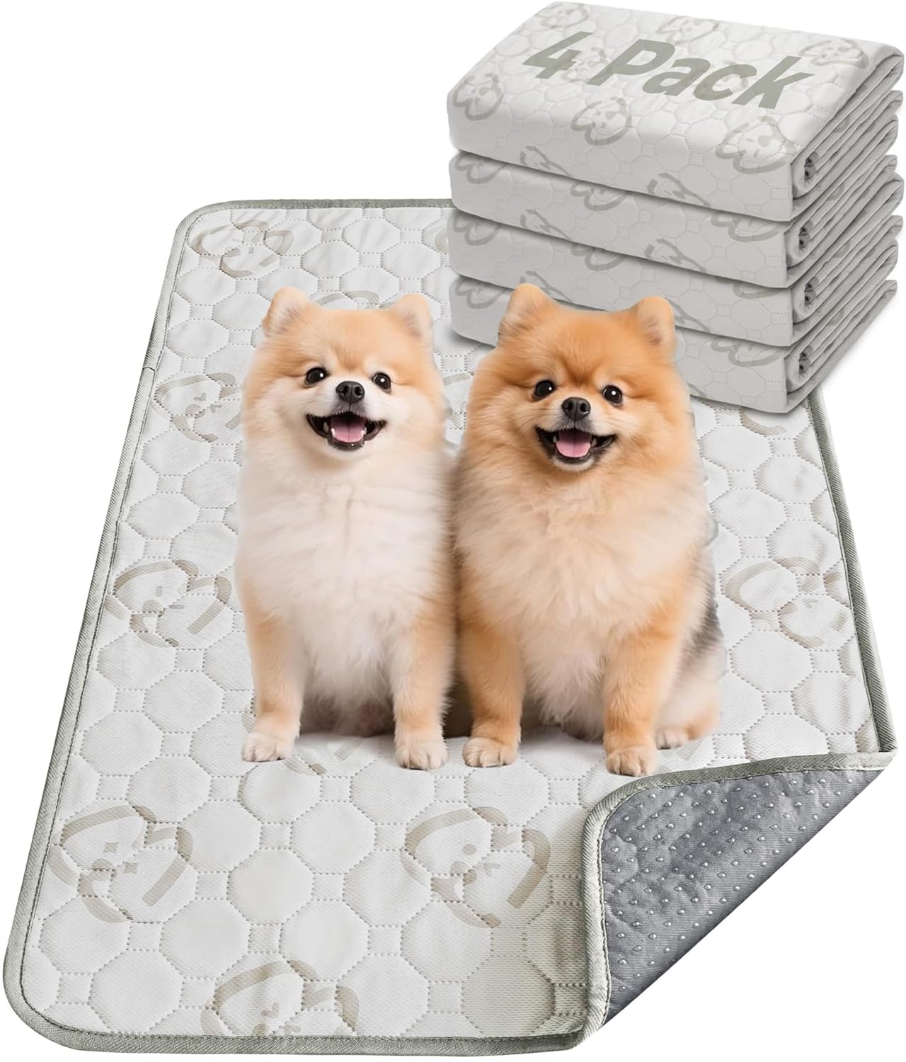 FXW Washable Pee Pads for Dogs, Puppy Pads with Super Absorbent, Specifically Designed for 36inch Cages, 35" × 23" Rectangle, Khaki, 4 Packs - Pet Explorer