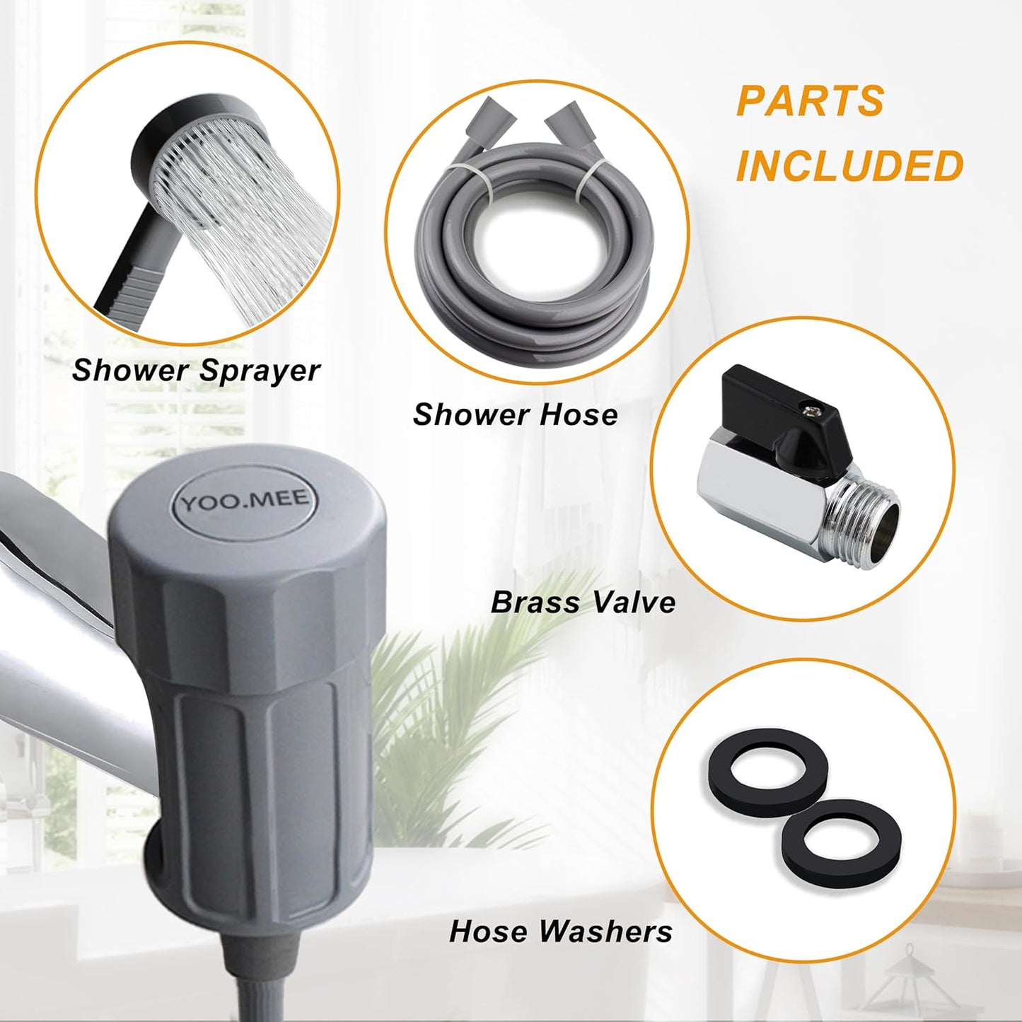 Pets Shower Attachment, Quick Connect on Tub Spout w/Front Diverter, Ideal for Washing Pets and Cleaning Tub, Portable and Convenience - Pet Explorer