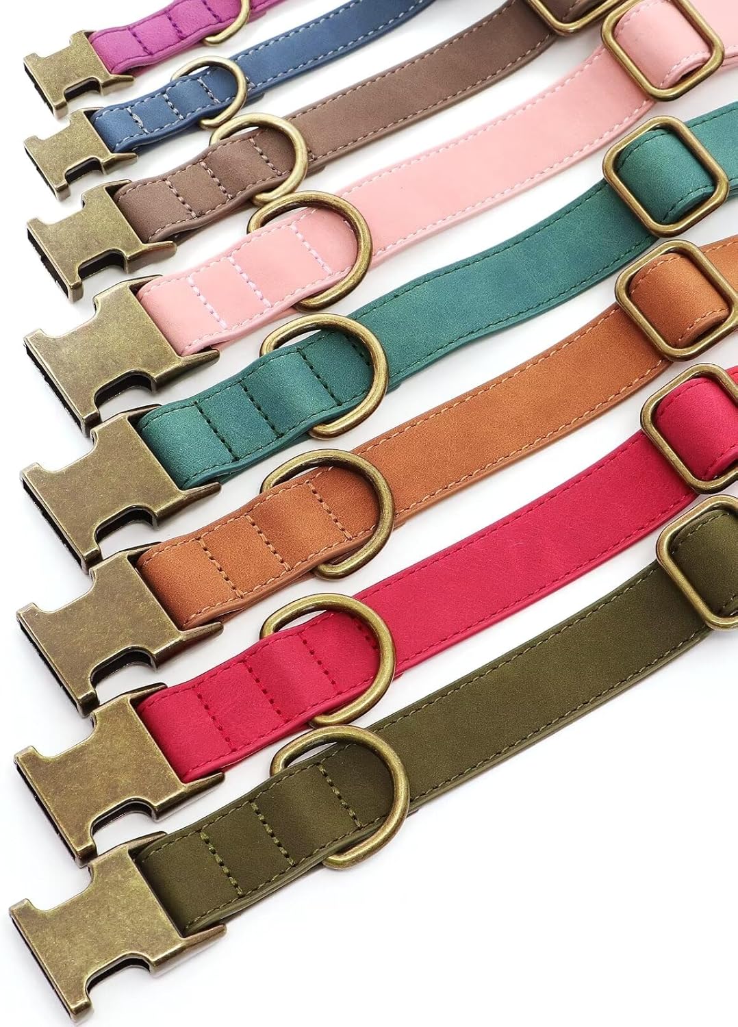 Didog Soft PU Leather Dog Collar, Stylish Quick Released Dog Collar for Large Dogs, Easy Clean Adjustable Pet Collar for Daily Walking, Purple, L Fit 15-23" Neck