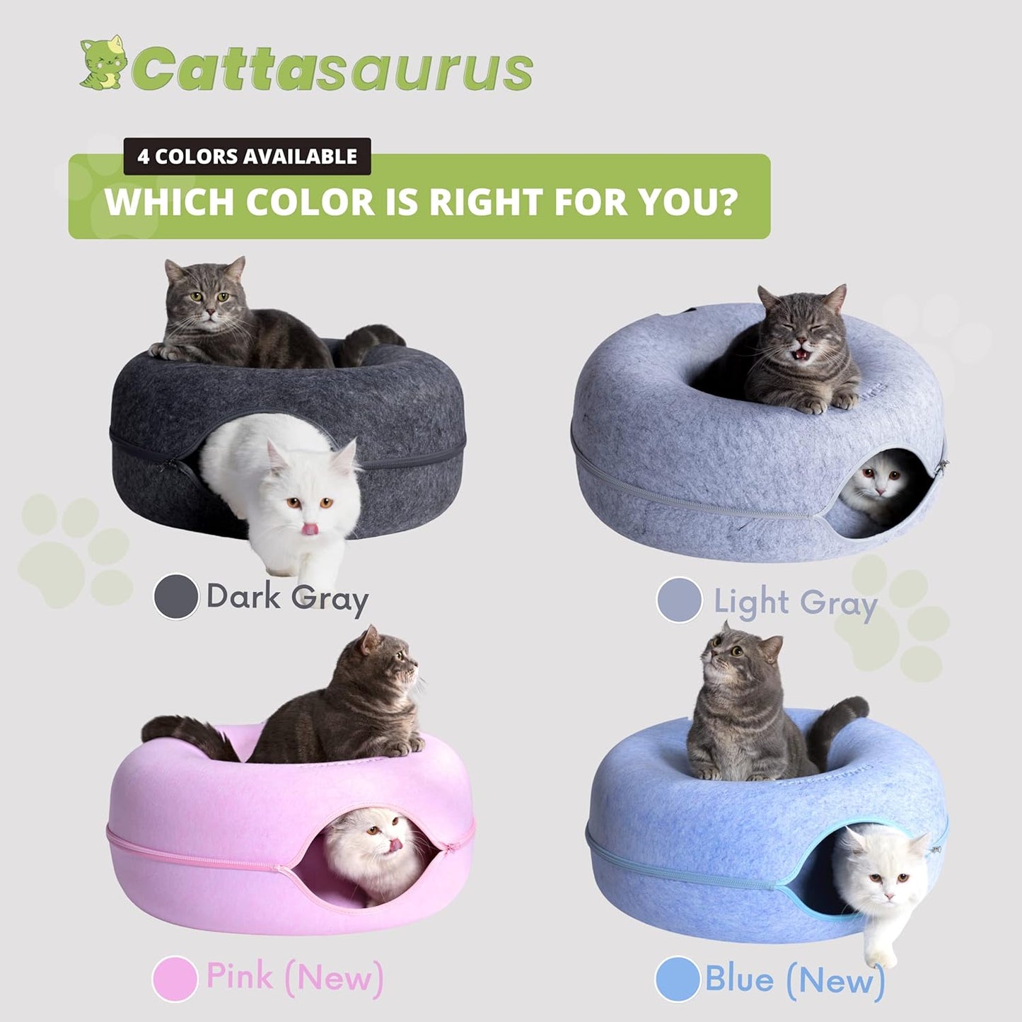 CATTASAURUS Peekaboo Cat Cave for Multiple & Large Cats Up to 30-45 Lbs, Scratch Detachable & Washable Tunnel Bed, Comfy Donut Cat Cave (Blue, Large) - Pet Explorer