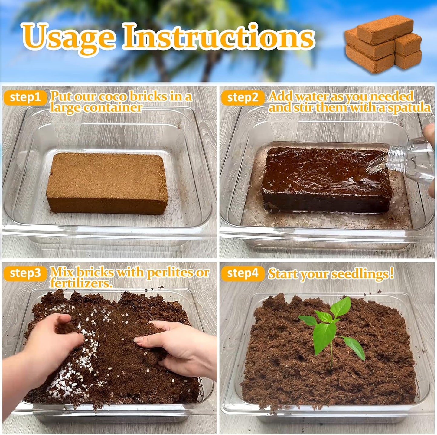 Riare 2pcs Organic Coco Coir Bricks Soil Blocks- 100% Natural Compressed Coco Peat Brick Coconut Fiber Substrate with Low EC& pH Balance, High Expansion Coco Coir Pith Coconut Husk for Garden - Pet Explorer