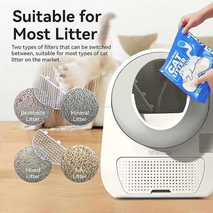 CATLINK Luxury Pro-X Automatic Self-Cleaning Cat Litter Box, Health Monitoring, Automatic Cat Litter Box for Multiple Cats, Triple Odor Control, Large Wastes Bin Capacity, Includes C70 and 60 Liners