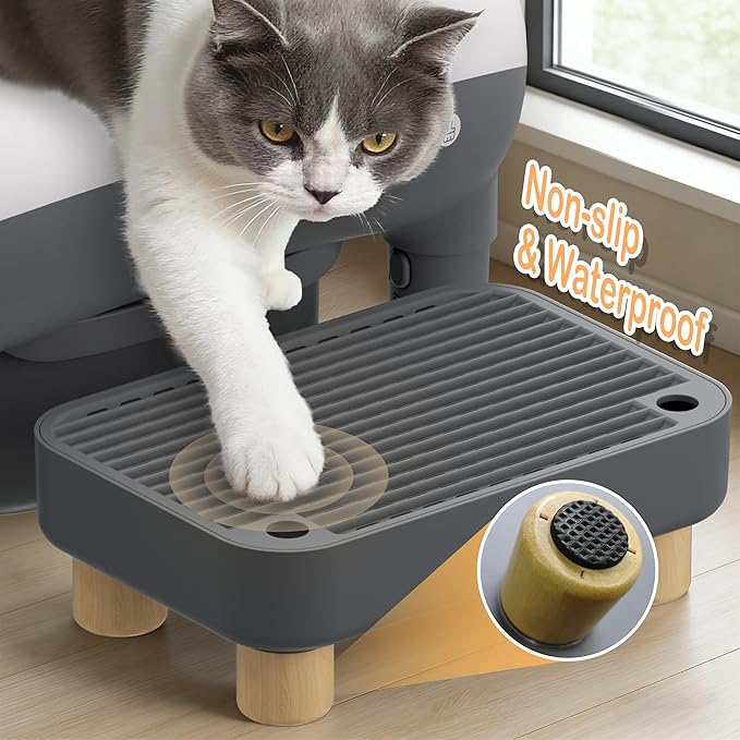 Cat Ramp for S7 Pro Self-Cleaning Litter Box – Elevated Litter Trapping Step Stool with Filter Function, Non-Slip Accessibility Ramp for Small & Senior Cats (11.8"x7.8"x3.6")