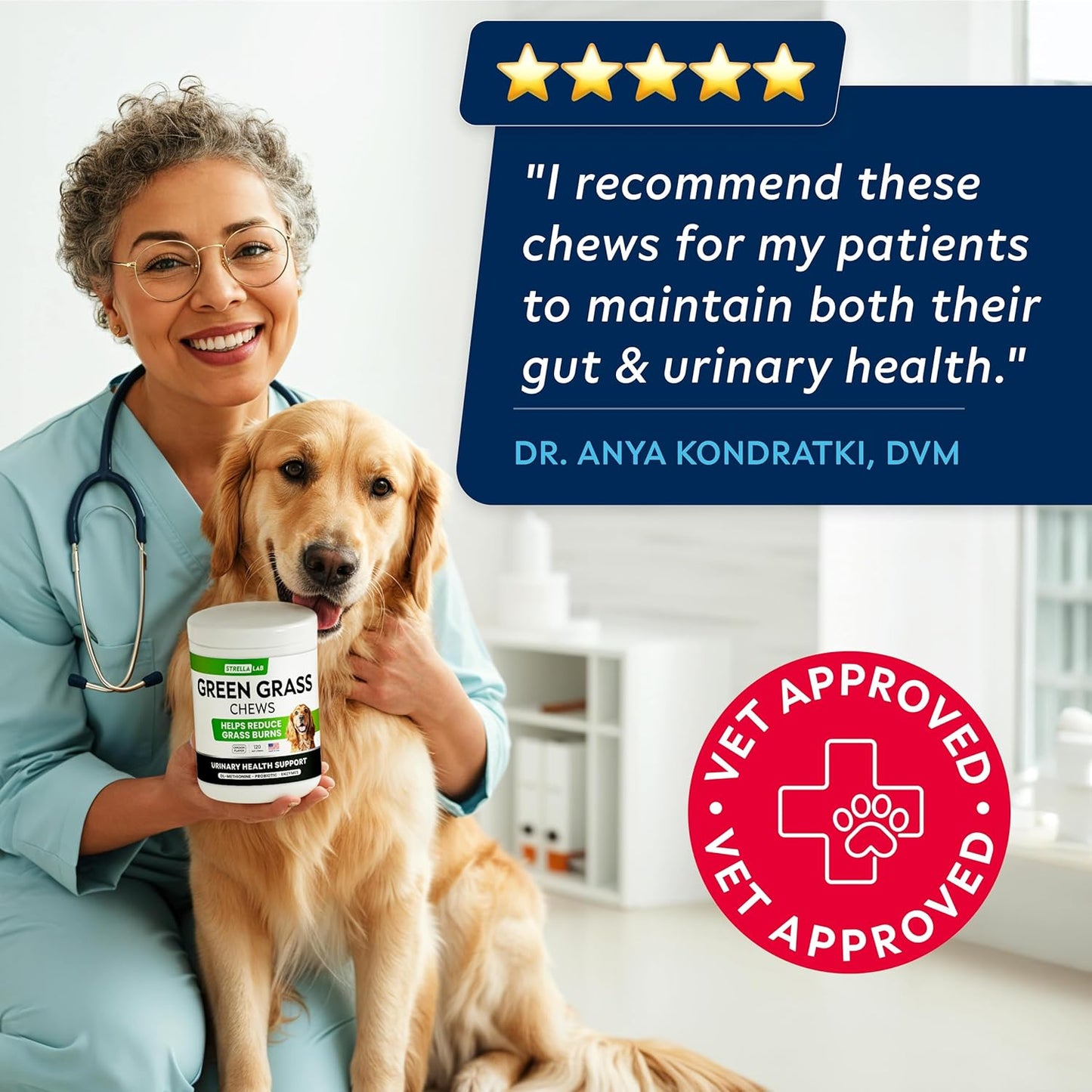 STRELLALAB Green Grass Dog Chews - Dog Pee Grass Helper - Supplement Urine Neutralizer for Grass Burn Spots - Grass Treatment for Pet Urine - Pee Lawn Repair Treats with Probiotics - Made in USA - Pet Explorer