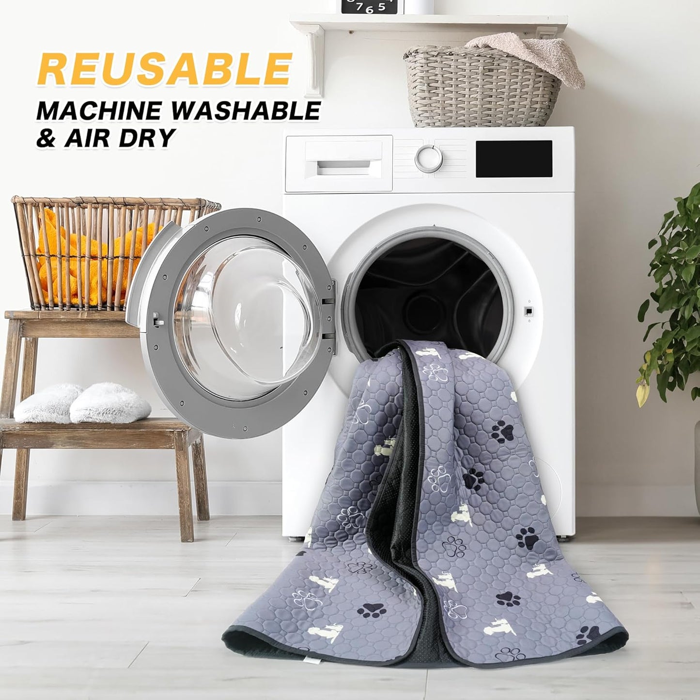 Washable Pee Pads for Dogs, 2 Pack Reusable Puppy Pads, Waterproof Pet Pee Pads for Dog Potty Training, Extra Large Dog Pee Pads for Crate, Playpen, and Whelping, Durable and Absorbent, Grey 34"x52" - Pet Explorer