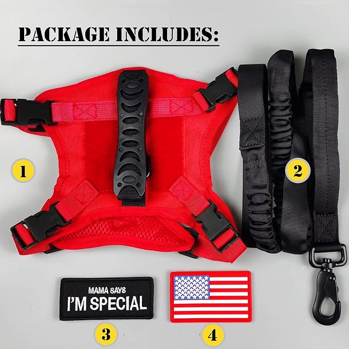 Tactical Cat Harness and Leash for Walking Escape Proof, Adjustable Military K9 Pet Vest Harness Easy Control for Large Cat, Puppy and Small Dog (Red)