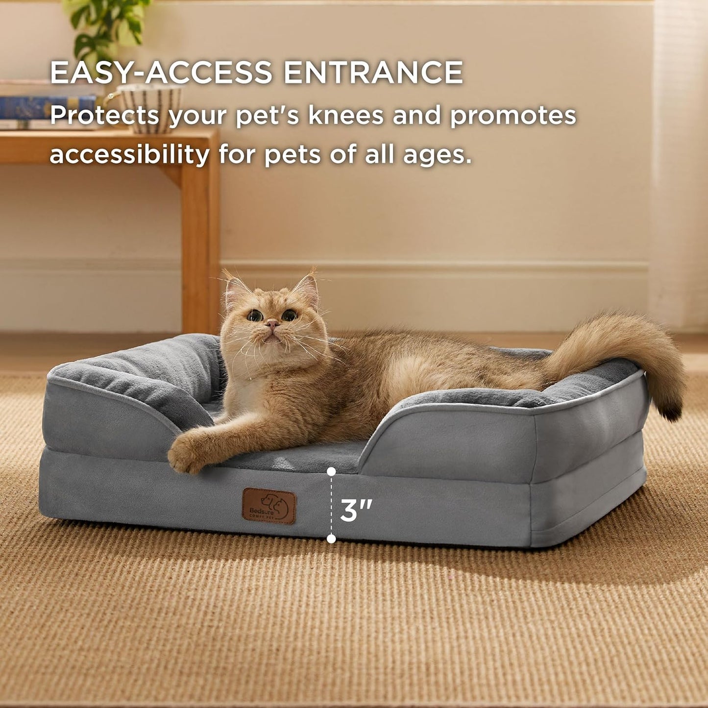 Bedsure Orthopedic Dog Beds for Extra Small Dogs- Washable Dog Cat Bed Waterproof, Comfort Pet Couch Sofa with Washable Removable Cover, Pets Bed with Nonskid Bottom, Grey, 20" - Pet Explorer
