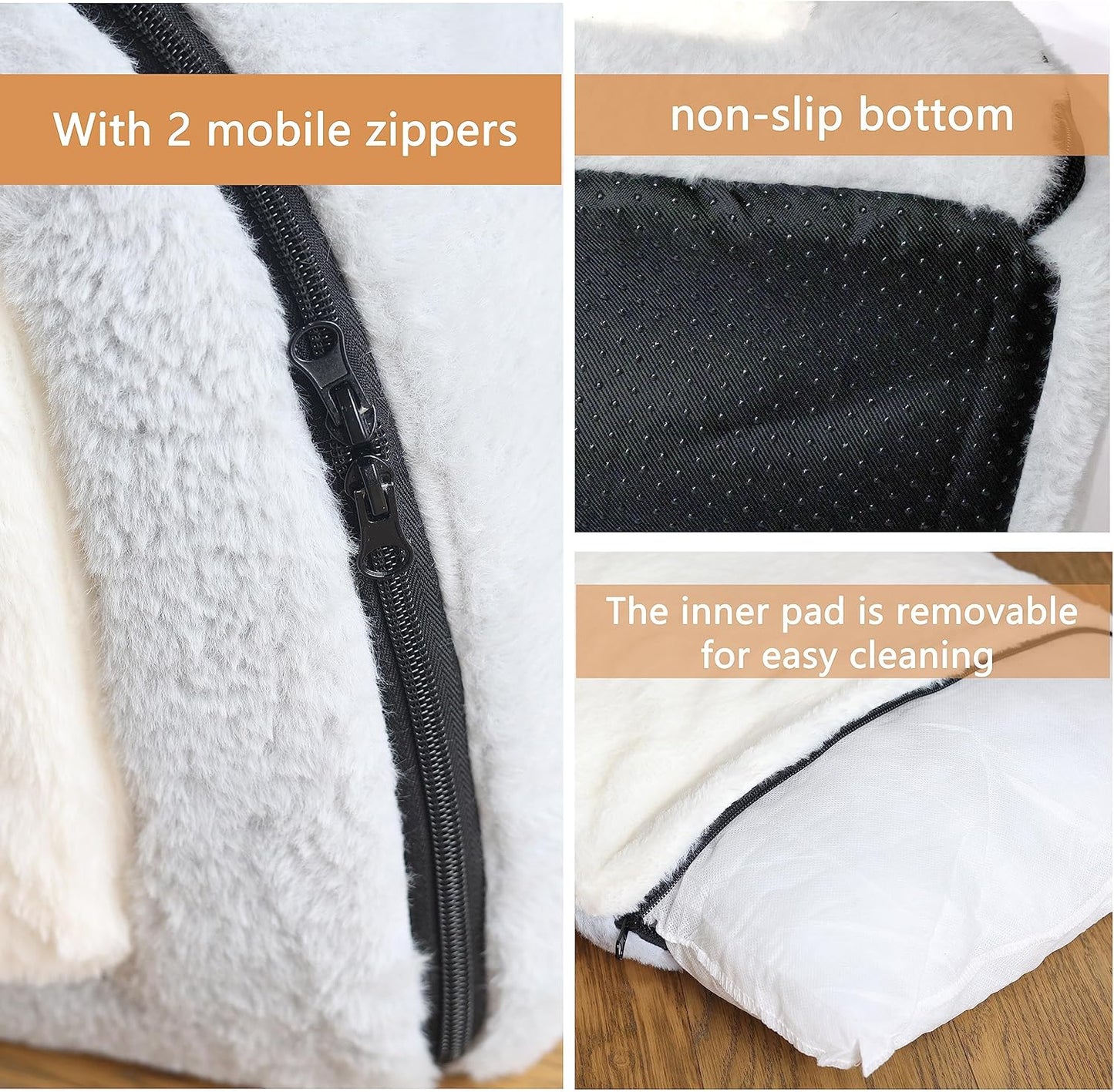 Cat Bed for Indoor Cats,Foldable cat cave,Anti-Slip & Water-Resistant Bottom,cat Houses for Indoor Cats or Small Dogs, Kitten Tent, Rabbit Double Hole Bed:(27.5"×15.3"×15.3" - Pet Explorer