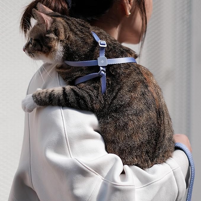 Cat Harness Escape-Proof Anti-Choking Adjustable Nylon Harness Lightweight with Anodized Aluminum Buckle, Ideal for Cats Outdoor Walking and Training, IDA Award (Blush Pink, S (13.8"))