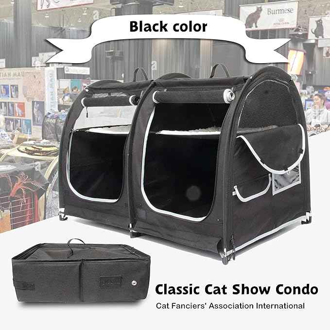 Mispace Portable 2 Pet Carriers for Cats Collapsible Cat Condo for Car Travel Pet Kennel Show Cages with Portable Carry Bag Hammocks Mats and Litter Box