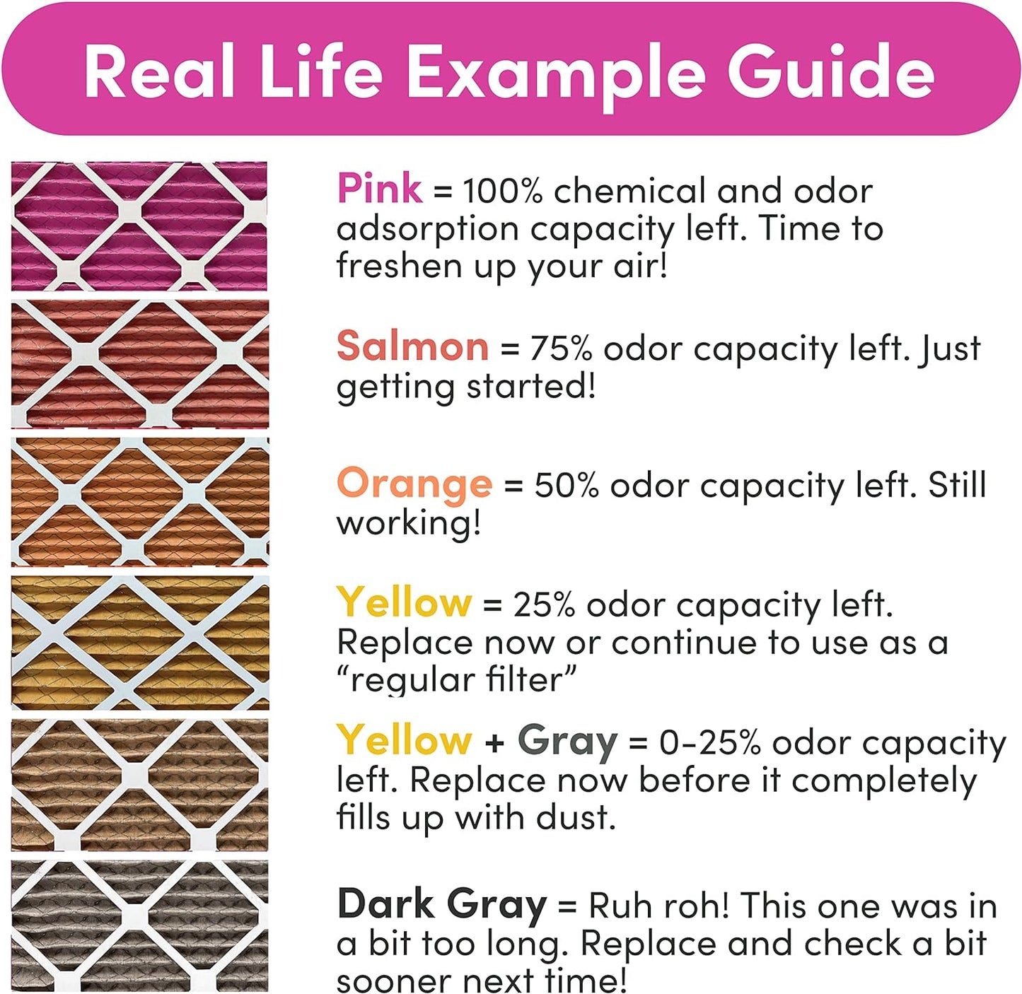 Colorfil 18x24x1 Air Filter (6-Pack) | Made in the USA | Color Changing | Remove Cat and Dog Odor | MERV 8 for Pet Hair Dander and Dust | 17.5"x23.5"x0.75" Exact Size