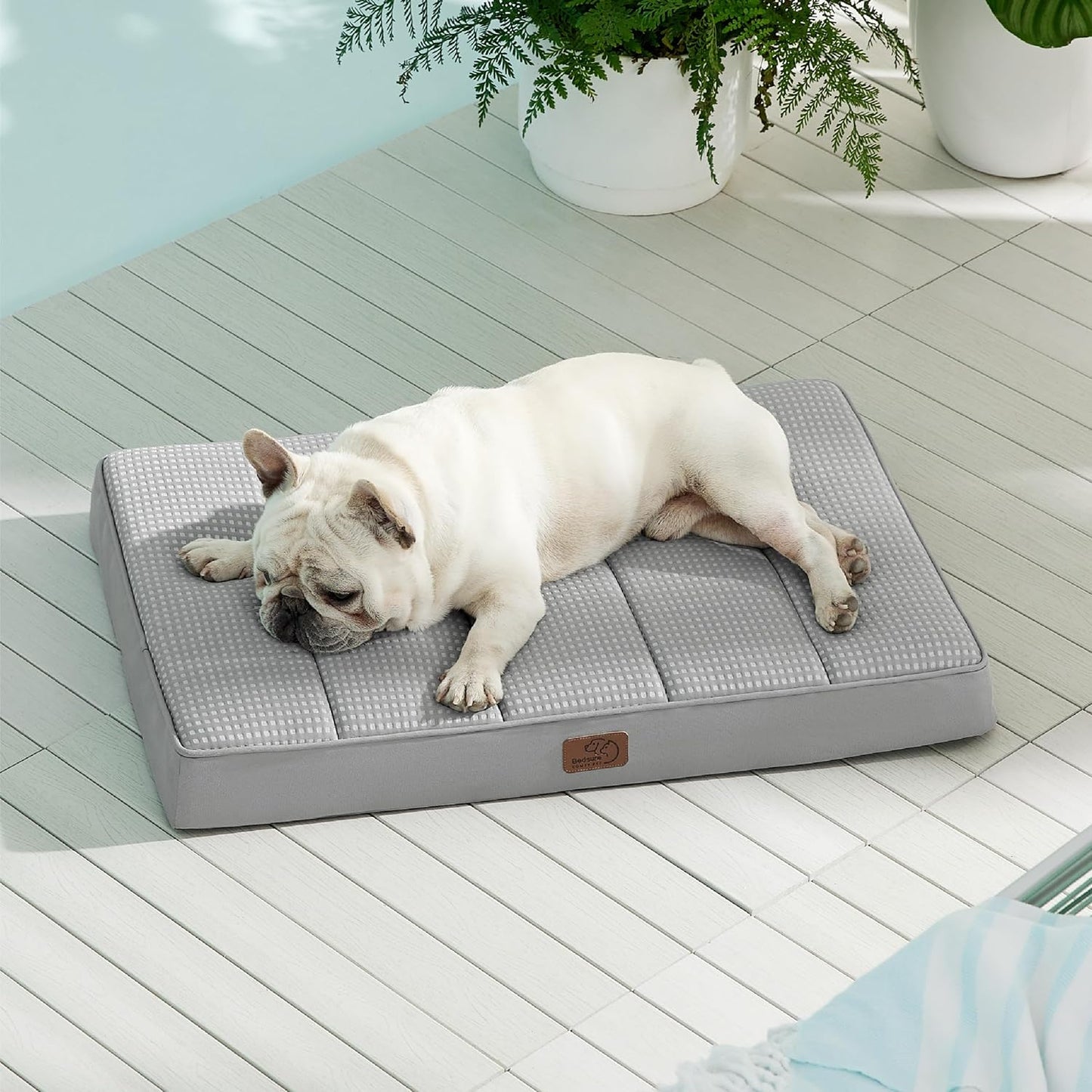 Bedsure Cooling Dog Bed for Medium Dogs - Orthopedic Flat Puppy Beds with Removable Washable Cover, Egg Crate Foam Pet Mat, Suitable for Pet Up to 35 lbs - Pet Explorer