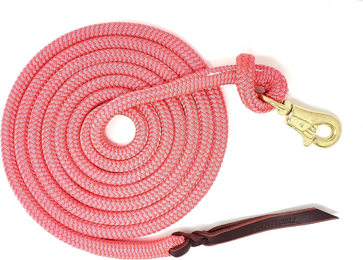 Premium 1/2" Samson Eq Braid Yacht Natural Horse Training Lead Rope with Brass Trigger Bull Snap Available in 12ft, 14ft, and 16ft. Lengths