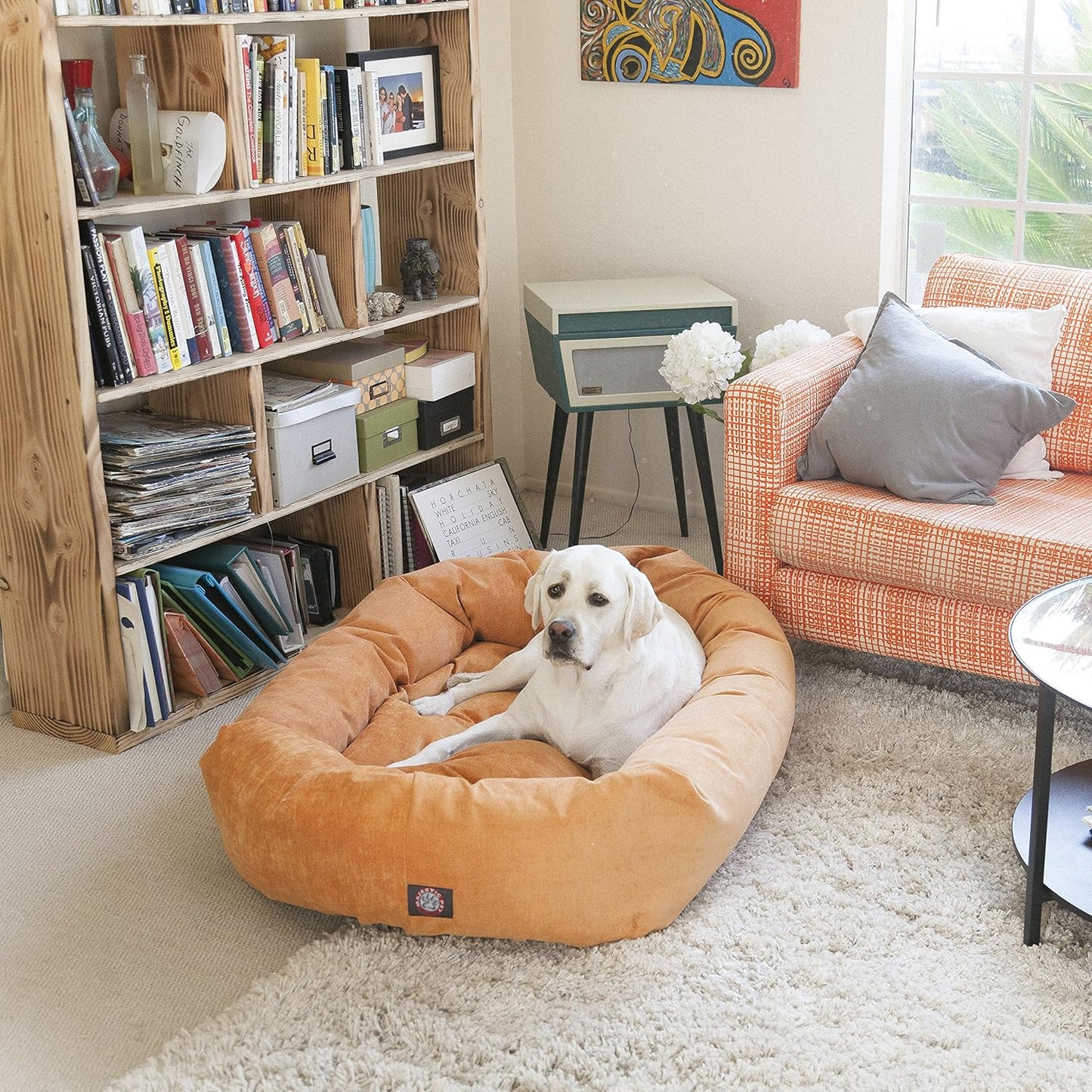 Majestic Pet 24 Inch Micro Velvet Calming Dog Bed Washable – Cozy Soft Round Dog Bed with Spine for Head Support - Fluffy Donut Dog Bed 24x19x7 (inch) – Round Pet Bed Small – Marine - Pet Explorer