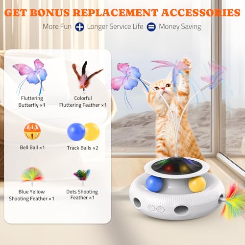 Cat Toys Automatic Interactive Kitten Toys for Indoor Cats (White)