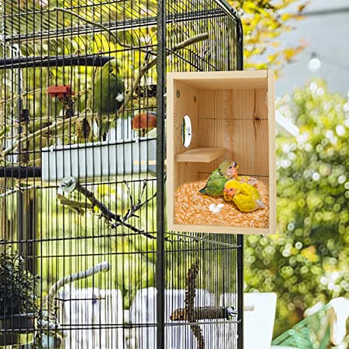 Bird Nest Box Parakeet Breeding Nest Box Bird Nest House Wooden Acrylic Transparent Breeding Box for Finch Lovebirds Cockatiel Budgie Conure Parrot (Small)