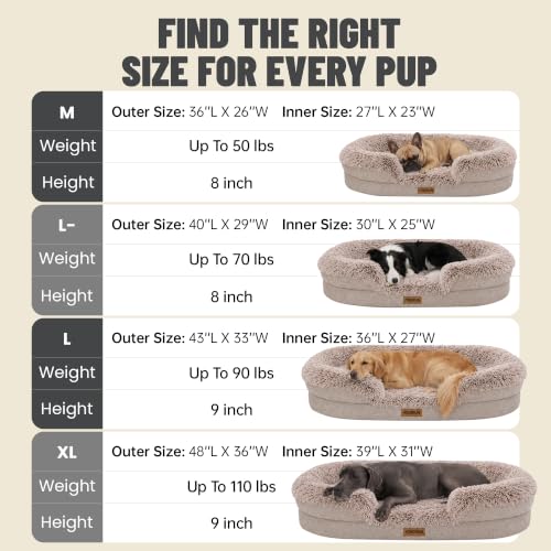 Fluffy Orthopedic Dog Beds Large Sized Dog (Beige / M(36", UP to 50lbs))