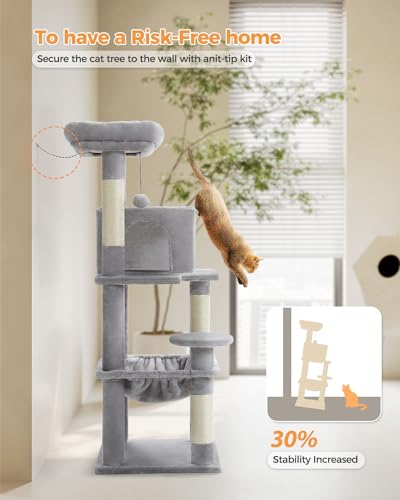 32" Small Cat Tree for Kittens & Small Cats (Grey / 46 Inches)
