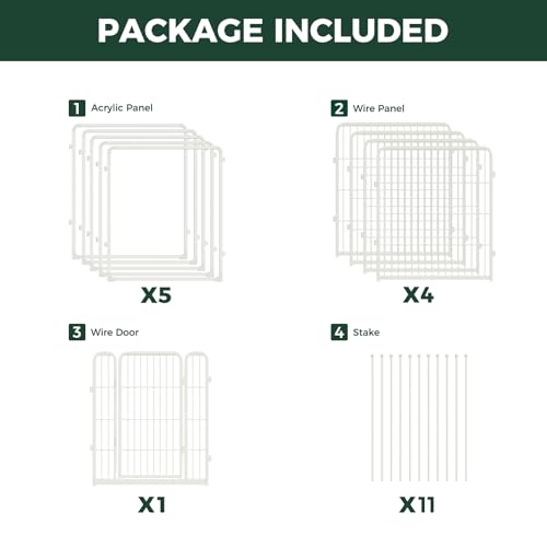 AuraSpace Pro Acrylic & Wire Mesh Indoor Dog Playpen (White / 32"H)