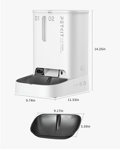 Automatic Cat Dog Feeder with Camera (White with Double Food Hopper)