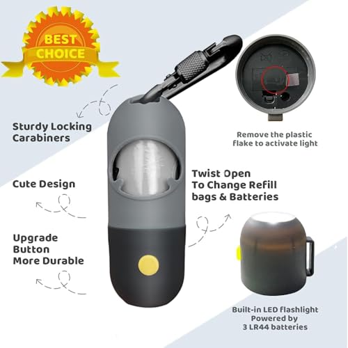 Dog Poop Bag Dispenser with Built (Black / 1 Count (Pack of 1))