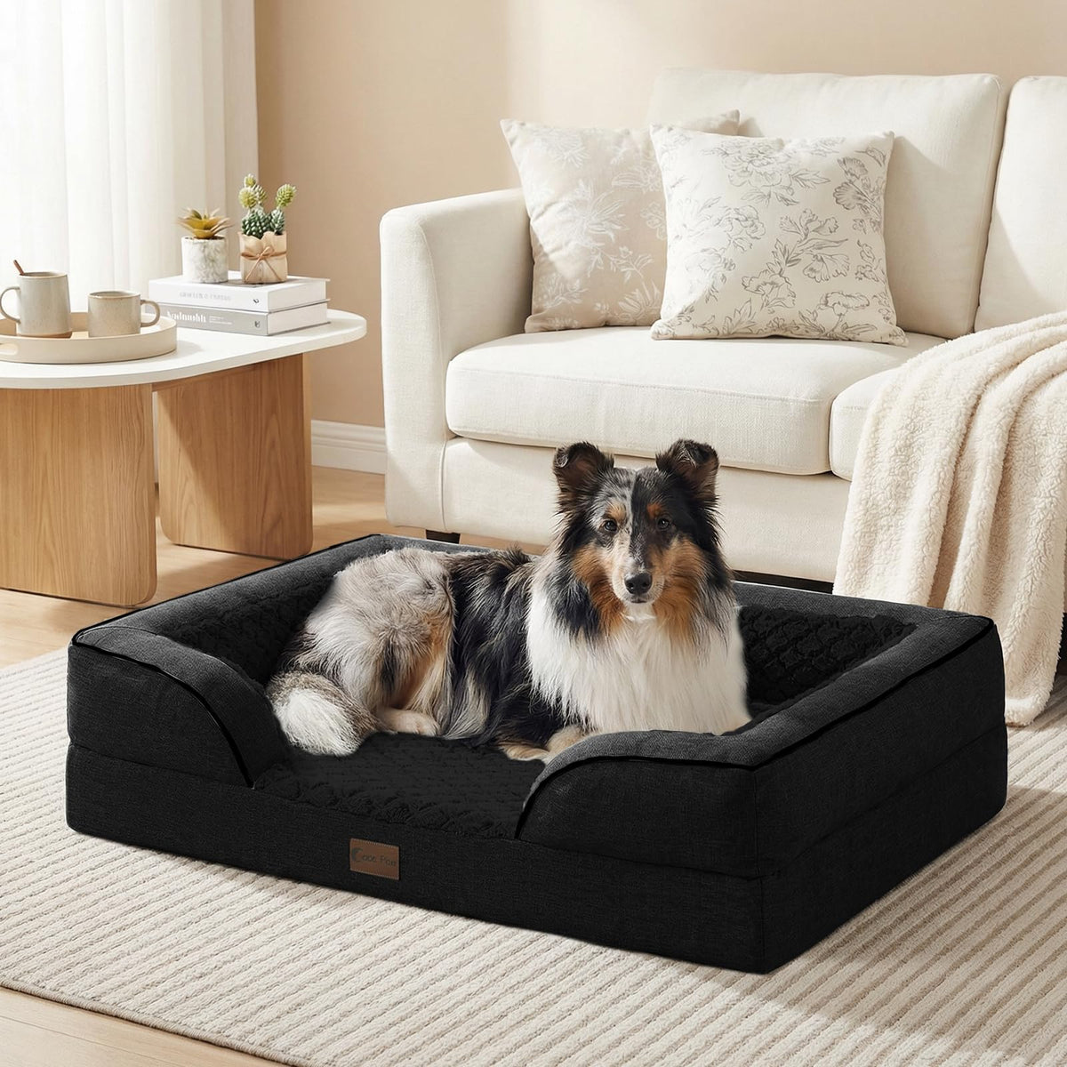 Orthopedic Washable Dog Bed for Extra Large Dogs (Black / 45.0"L x 35.0"W x 8.5"Th)