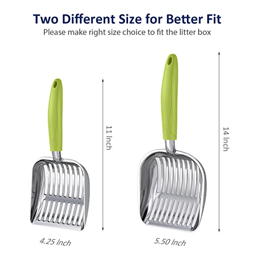 Cat Litter Scoop (Large / POLISHED Aluminum \ #03 Green Handle)