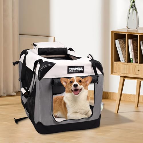 3 Door Soft Dog Crates Kennel (7-Light Grey)