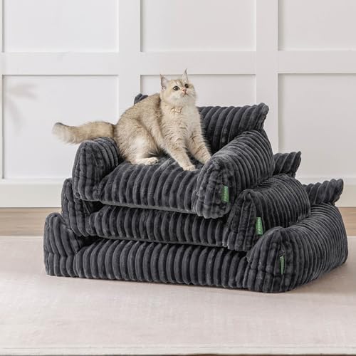 Cute Couch Bed for Pets (24.0"L x 18.0"W x 10.0"Th / Grey)