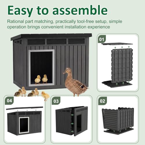 Duck Coop with Hydraulic Air Rod (Classic Black / 32.2"L x 25.1"W x 24.1"H)