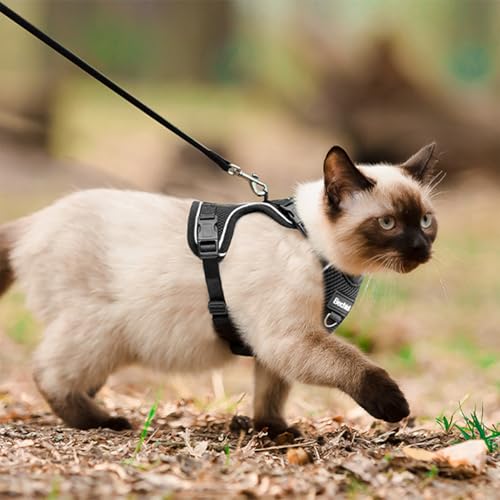 Cat Harness Cat Harness and Leash for Walking (Black / Small (7-12lb))
