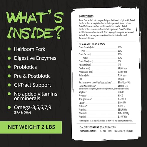 Origins 5-in-1 Dog Supplement - Powdered Food Topper w/Natural Heirloom Pork Protein- Supports Healthy Digestion, Skin, and Coat - Helps Reduce Itching & Joint Inflammation (2 lbs) (2 lb)