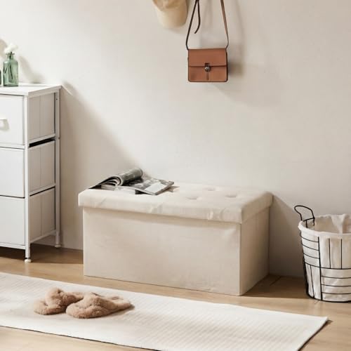 30 Inch Folding Storage Ottoman Bench