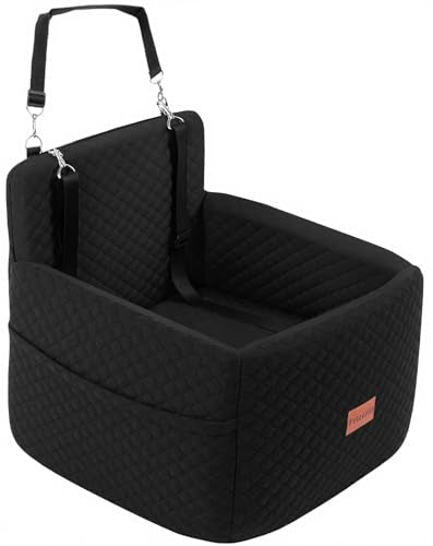 Dog Booster Car Seat for Dogs Under 35 Lbs (Black / Medium)