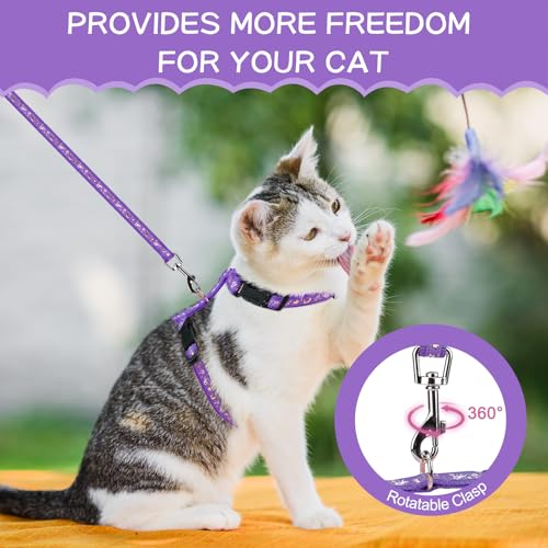 Cat Harness with Leash and Collar Set (Medium / Purple)