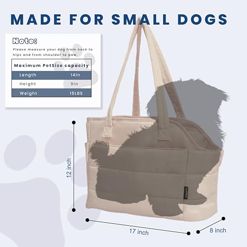 Lightweight Puffy Dog Purse Carrier for Small Dogs (Brown)
