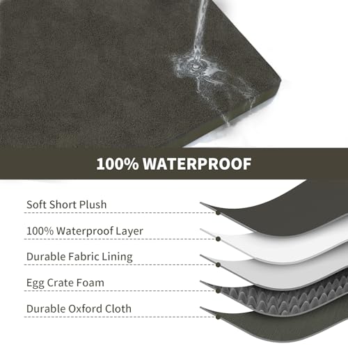 Orthopedic Waterproof Dog Bed for Small Dogs and Cats (Coffee / 29.0"L x 18.0"W x 3.0"Th)