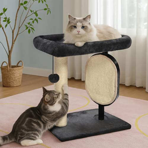Single Platform Cat Tree with Scratching Post and Pad for Indoor Cats (Platform / Gray)