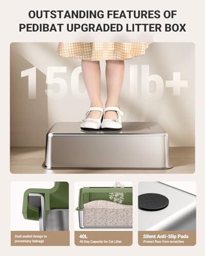 XL Stainless Steel Litter Box (S-green)