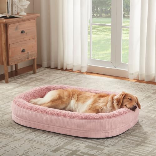 Orthopedic Dog Bed for Large Dogs (Pink / 35"l X 25"w X 7.0"th)