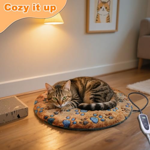 Cat Heating Pad (Yellow / round 16 in)