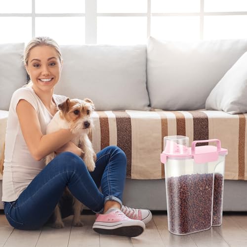 5Lbs /6Qt/5L Airtight Cat Dog Food Storage Container with Upgraded Large Nozzle BPA-Free, Pet Food Storage Containers for Rice, Grain, Pet Food, Flour, Dog Treat Storage-2 Pack (Pink & Black) (Pink & Black / 5L-2pack)