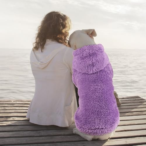 Fuzzy Dog Hoodie Dog Sweaters for Large Dogs Soft Double (XX-Large / Purple)
