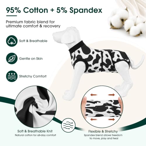 Recovery Suit for Dogs Cats (Large (Back:16.1-20.1'', Weight:23-48 Lb) / Cow Splash)