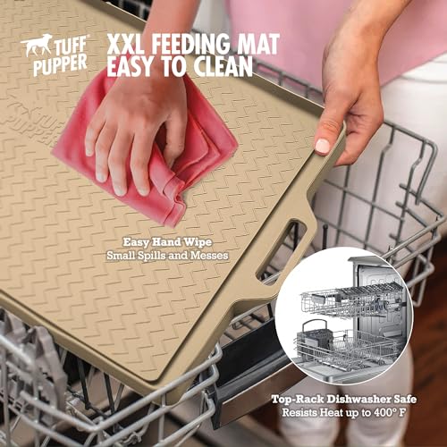 22x16 Medium Dog Feeding Mat for Food and Water (Beige / Medium - 22" x 16")