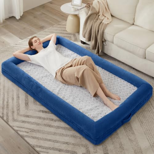 Human Dog Bed Orthopedic for Adult & Dogs Comfy Sleeping (Blue / Human (71x46x7.5in))