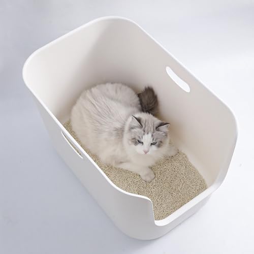 Extra Large Litter Box with High Sides (White / 8.66" High)