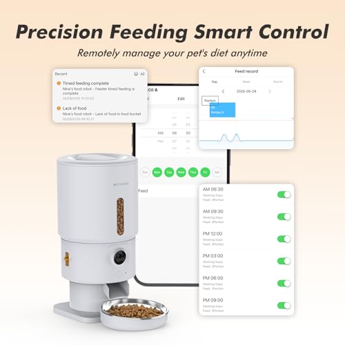 Automatic Cat Feeder with Camera (Pure White)