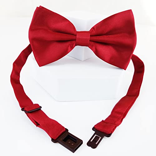 Dog Bow Tie Red Bow Tie with Adjustable Dog Collar for Medium and Large Dogs Cats Pets Wedding Birthday Party Holiday Homecoming Costumes (Wine Red)