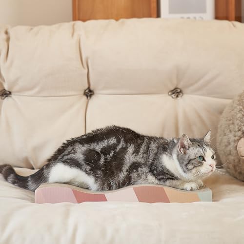 Cat Scratching Board cat Scratcher Cat Scratch Pad Cardboard cat scratchers for Indoor Cats Reversible Large Wide Corrugated with Catnip (2-Pack)